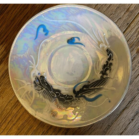 Vtg Japanese Moriage Dragonware Lithophane Geisha Coffee or Tea Set Black 15 Pc - Picture 16 of 16